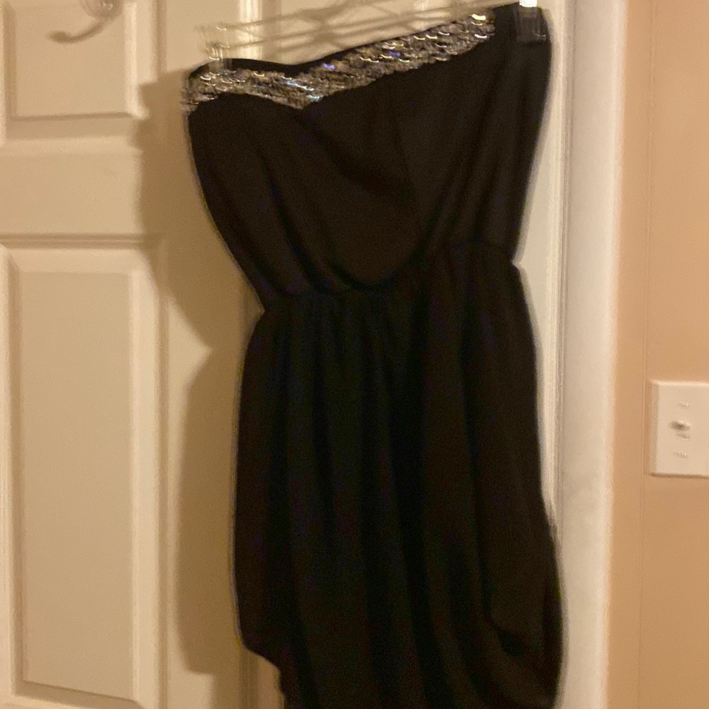 Black mini rhinestone tube dress